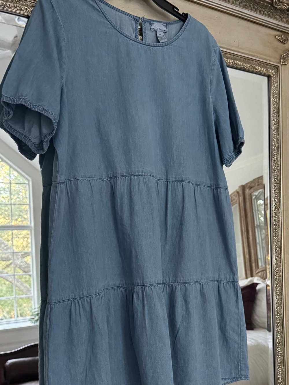 ' Washed Blue Tiered Dress